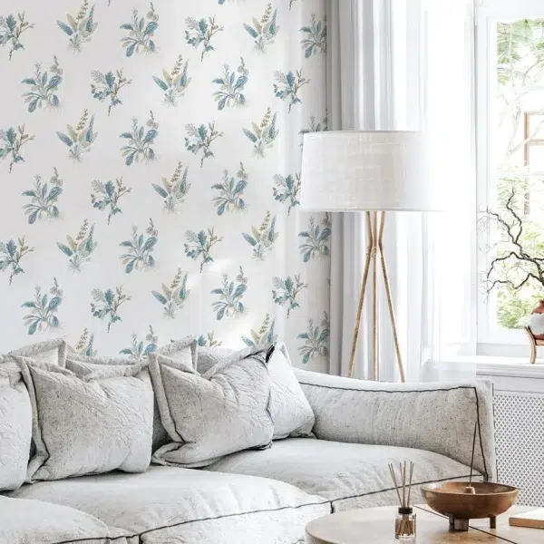 Papel pintado de hojas en color azul Woodland AT57853 - Imagen 19