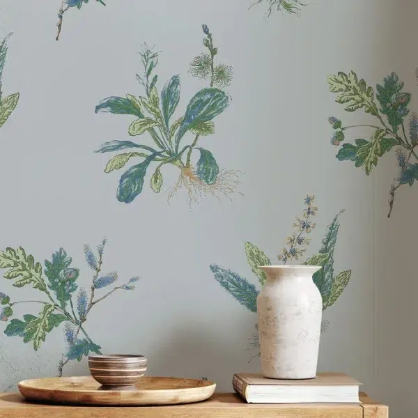 Papel pintado de hojas en color azul Woodland AT57853 - Imagen 17