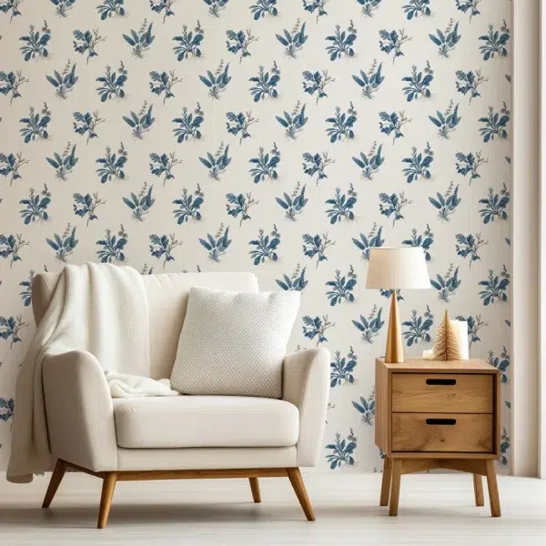 Papel pintado de hojas en color azul Woodland AT57853 - Imagen 8