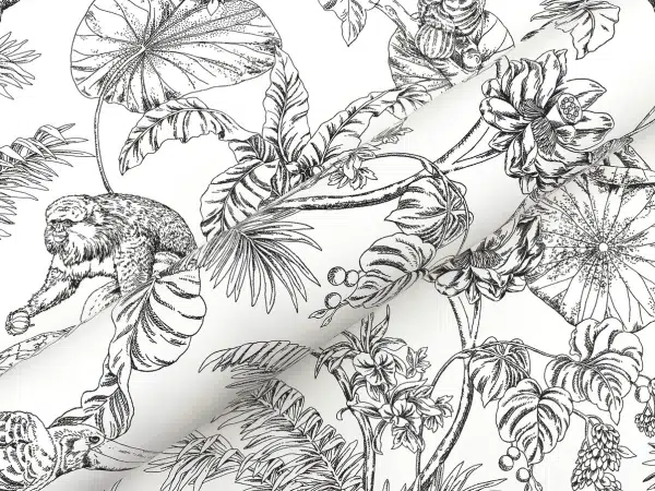 Papel pintado estampado floral en color verde Tropical Sketch Toile RT7842 - Imagen 11