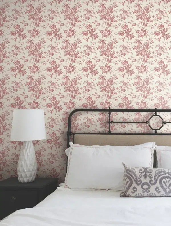 Papel pintado de Toile de Jouy en color rojo Anemone Toile RT7871 - Imagen 3