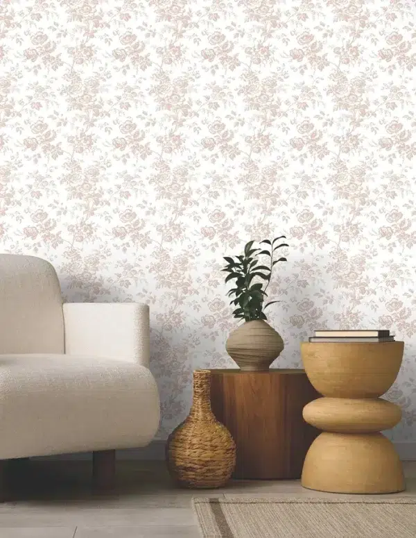 Papel pintado de Toile de Jouy en color rojo Anemone Toile RT7871 - Imagen 10