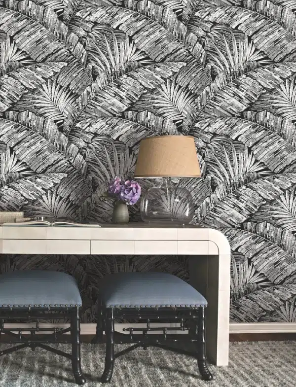 Papel pintado de hojas en color gris Palm Cove Toile RT7926 - Imagen 18