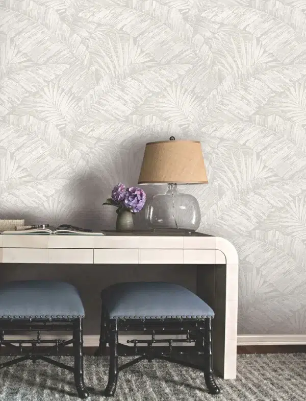 Papel pintado de hojas en color gris Palm Cove Toile RT7926 - Imagen 15