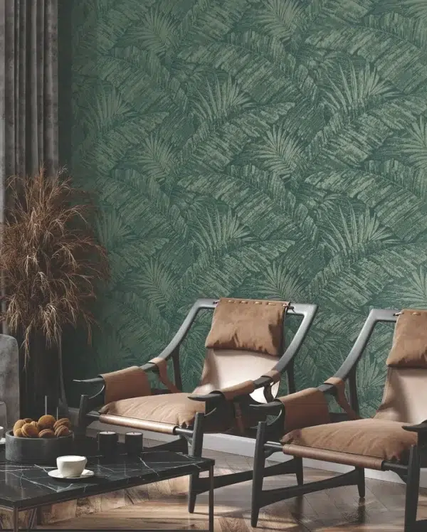 Papel pintado de hojas en color gris Palm Cove Toile RT7926 - Imagen 10