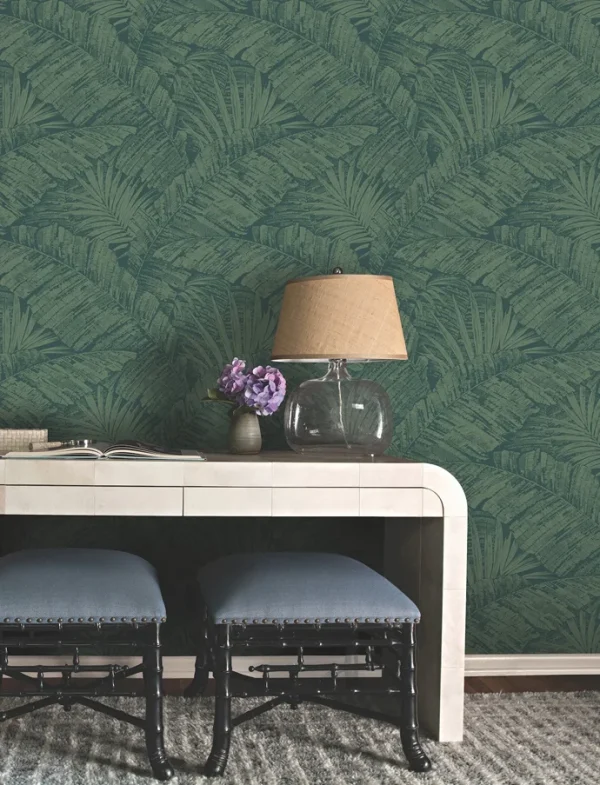 Papel pintado de hojas en color gris Palm Cove Toile RT7926 - Imagen 9