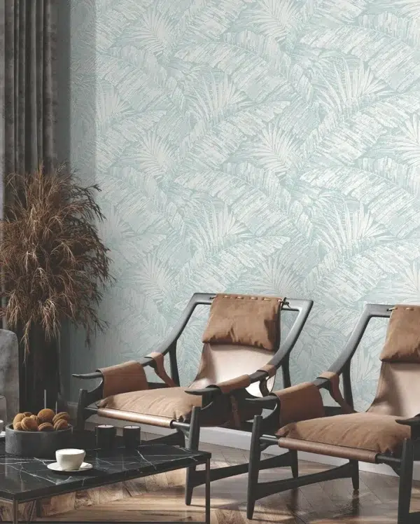 Papel pintado de hojas en color gris Palm Cove Toile RT7926 - Imagen 7