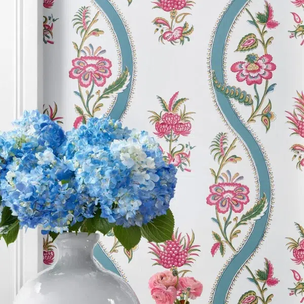 Papel pintado de estampado floral en color azul Ribbon Floral T36423 - Imagen 6