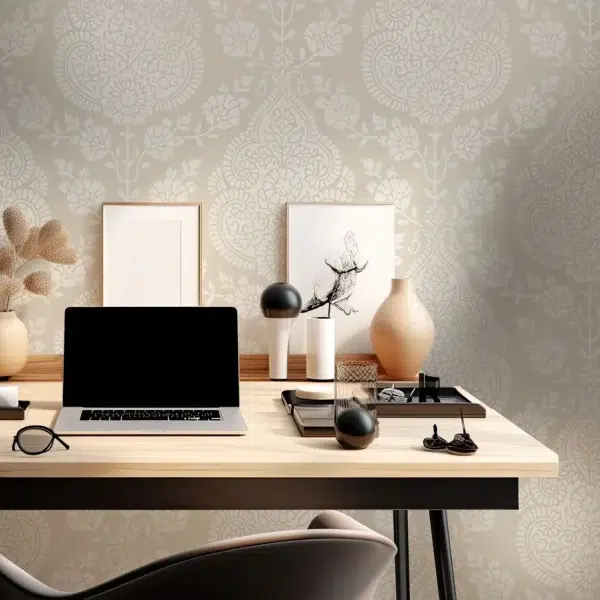 Papel pintado de Damasco en color gris Balmuccia Damask AT57863 - Imagen 24