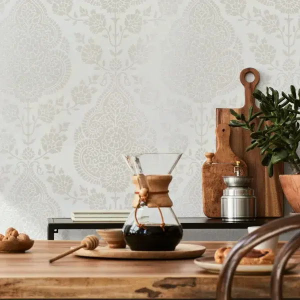 Papel pintado de Damasco en color gris Balmuccia Damask AT57863 - Imagen 5