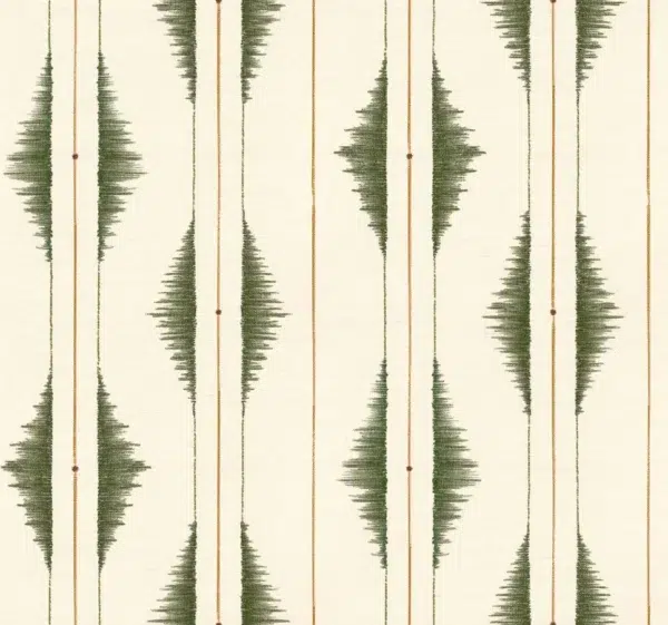 Papel pintado abstracto en color verde Azilal Embroidery Leaves B00427