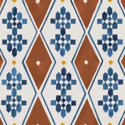 Papel pintado geométrico de rombos en color marrón Beldi Rugs Clay B00450