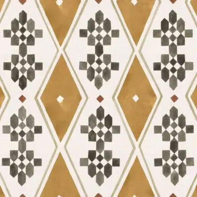 Papel pintado geométrico de rombos en color naranja Beldi Rugs Curry B00446