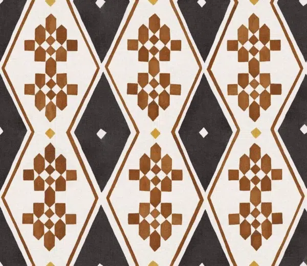 Papel pintado geométrico de rombos en color negro Beldi Rugs Night B00447
