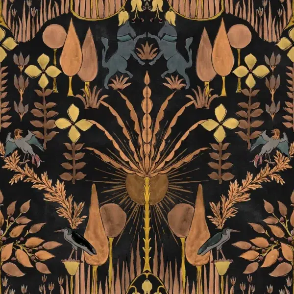 Papel pintado estampado en color negro Oasis Villa Night B00438