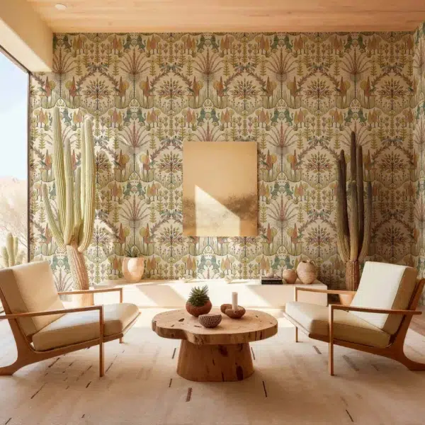 Papel pintado estampado en color verde Oasis Villa Celadon B00435 - Imagen 6