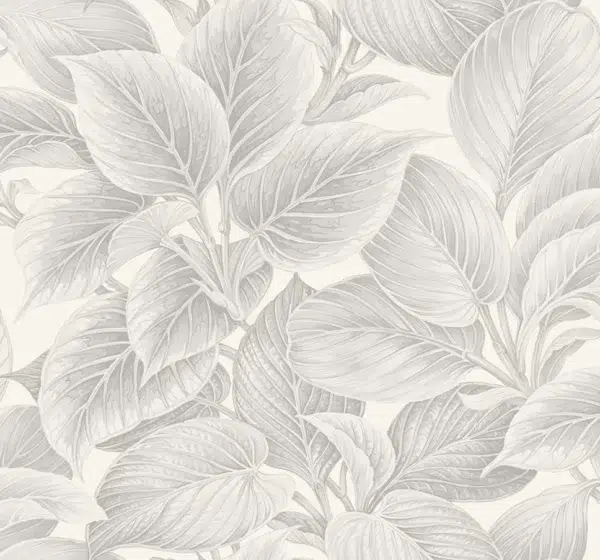 Papel pintado de hojas color gris Wasilla Soft Gray WS70308