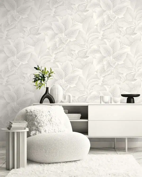Papel pintado de hojas color gris Wasilla Soft Gray WS70308 - Imagen 3