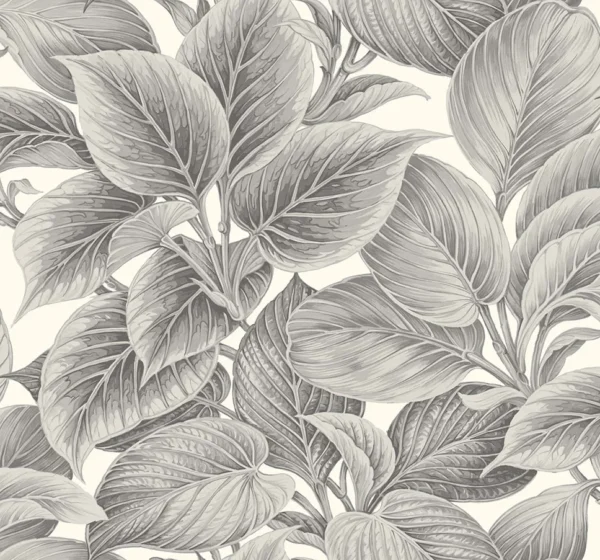Papel pintado de hojas color gris Wasilla Alaskan Grey WS70318