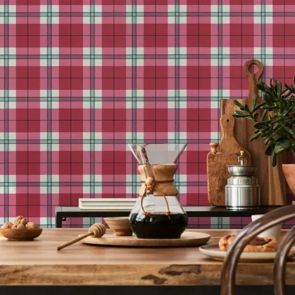 Papel pintado de cuadros en color azul Douglas Plaid T44075 - Imagen 12