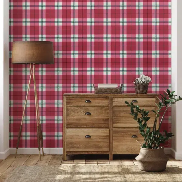 Papel pintado de cuadros en color azul Douglas Plaid T44075 - Imagen 13