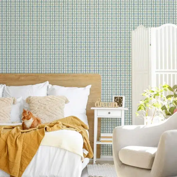 Papel pintado de cuadros en color azul Huntley Plaid T44056 - Imagen 9