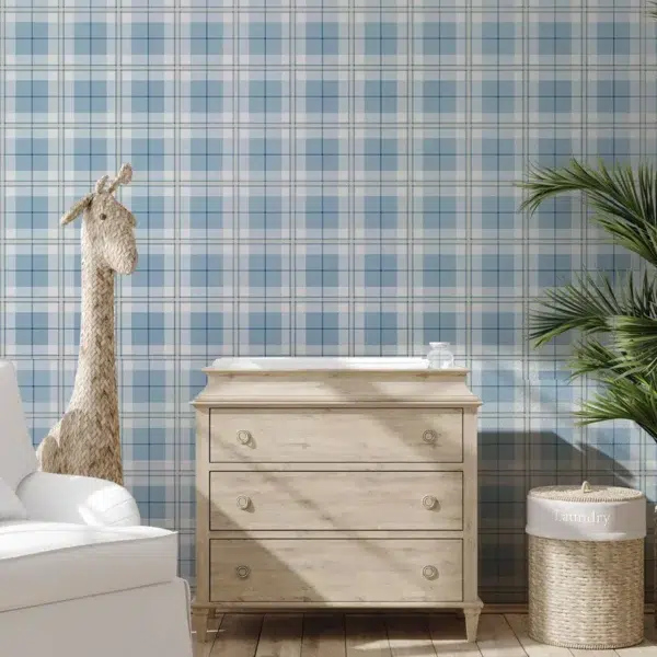 Papel pintado de cuadros en color azul Douglas Plaid T44075 - Imagen 5