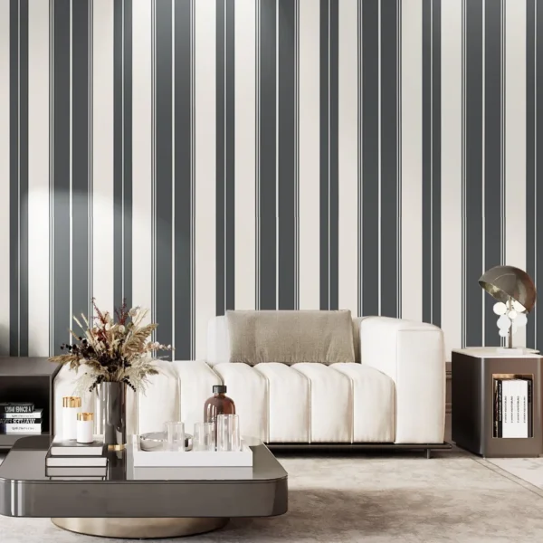 Papel pintado de rayas en color negro Norfolk Stripe T44050 - Imagen 4