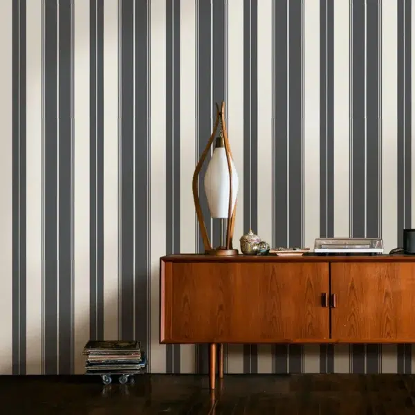 Papel pintado de rayas en color negro Norfolk Stripe T44050 - Imagen 5