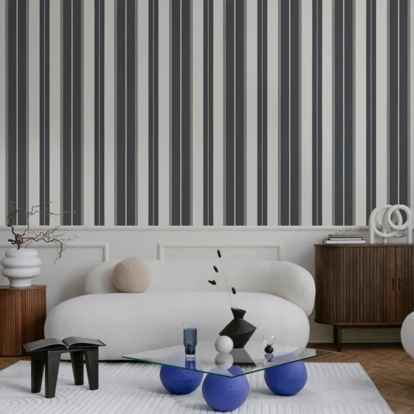 Papel pintado de rayas en color negro Norfolk Stripe T44050 - Imagen 6