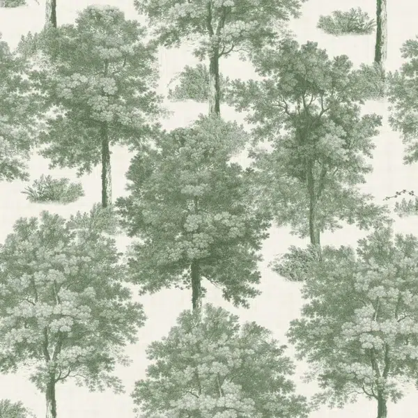 Papel pintado de árboles en color verde Chestnut Tree Green B00348