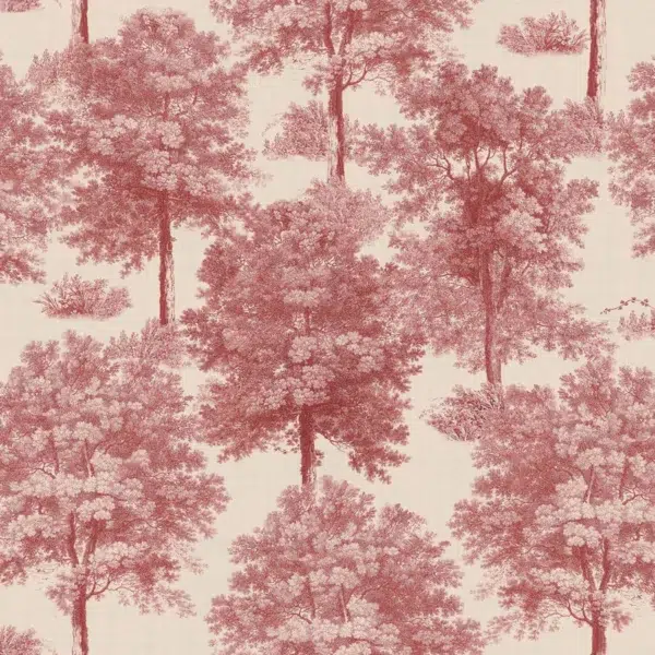 Papel pintado de árboles en color rojo Chestnut Tree Red B00351