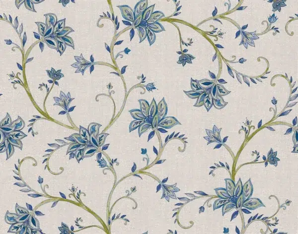 Papel pintado de estampado floral en color azul Lily Blue B00332