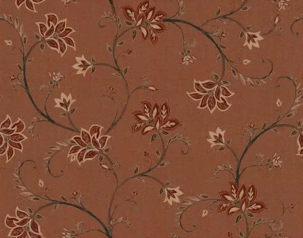 Papel pintado de estampado floral en color rojo Lily Clay B00335