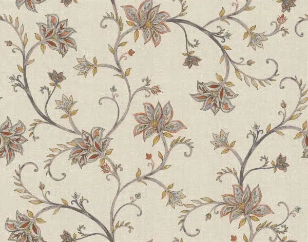 Papel pintado de estampado floral en color rojo Lily Curry B00331
