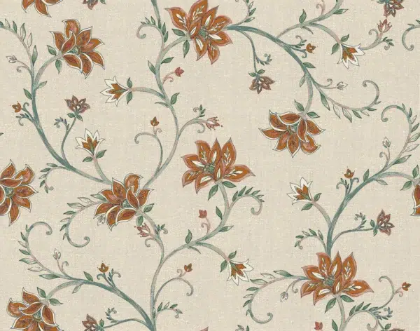 Papel pintado de estampado floral en color verde Lily Green B00330
