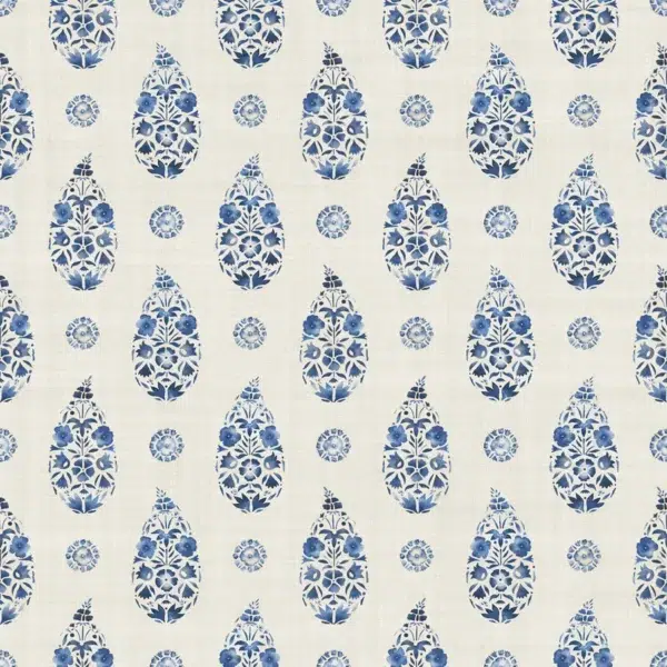 Papel pintado de dibujo pequeño en color azul Paisley Blue B00326