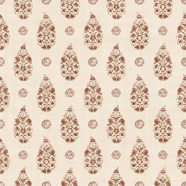 Papel pintado de dibujo pequeño en color marrón Paisley Clay B00329