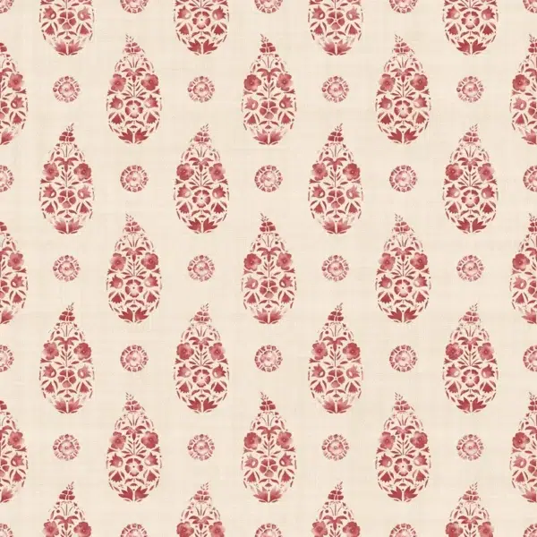 Papel pintado de dibujo pequeño en color rojo Paisley Red B00327
