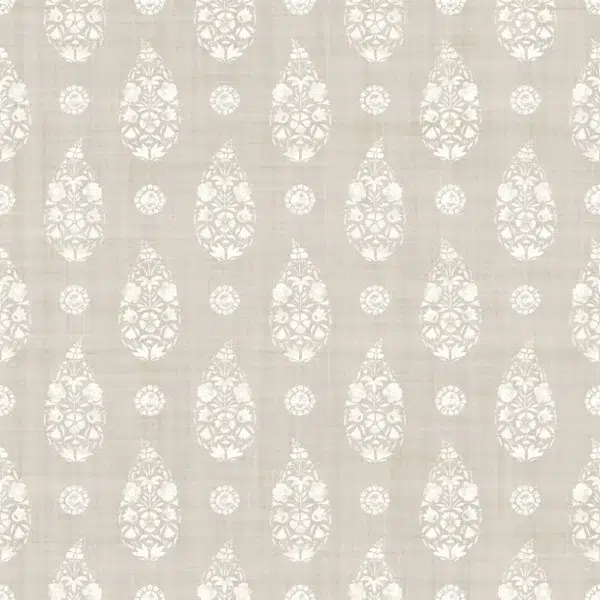 Papel pintado de dibujo pequeño en color gris Paisley Taupe B00328