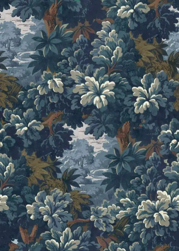 Papel pintado de árboles en color azul Verdure 16TH Blue B00356