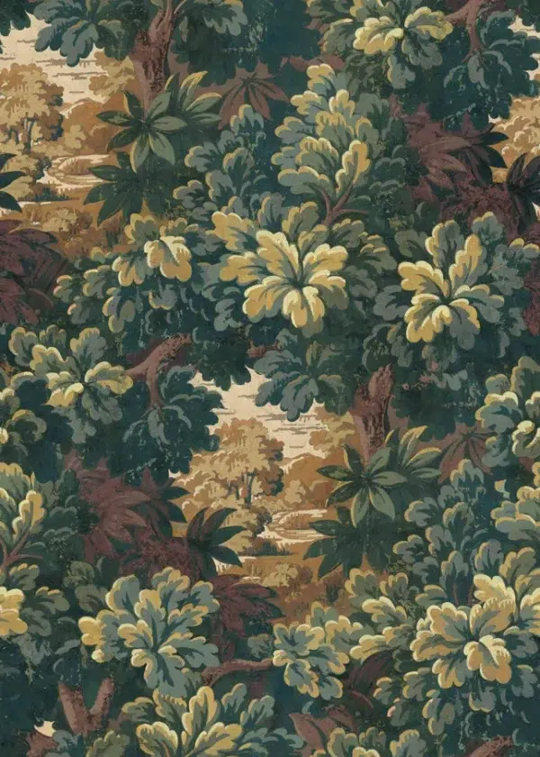 Papel pintado de árboles en color verde Verdure 16TH Curry B00355