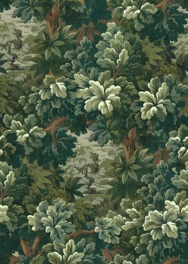 Papel pintado de árboles en color verde Verdure 16TH Green B00354