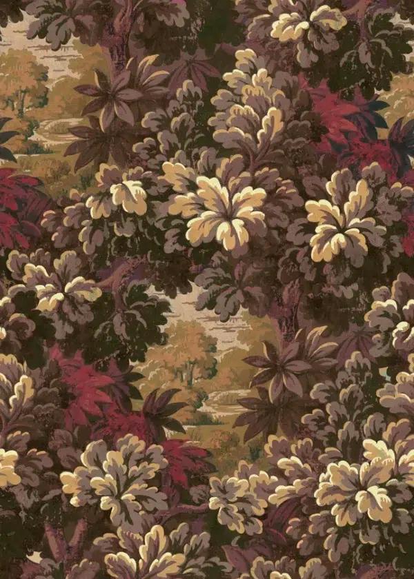 Papel pintado de árboles en color rojo Verdure 16TH Vermillion B00358
