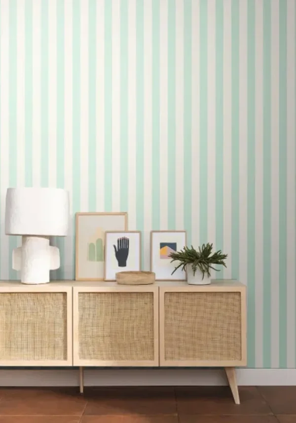 Papel pintado de rayas en color azul Little Lines 104036145 - Imagen 14