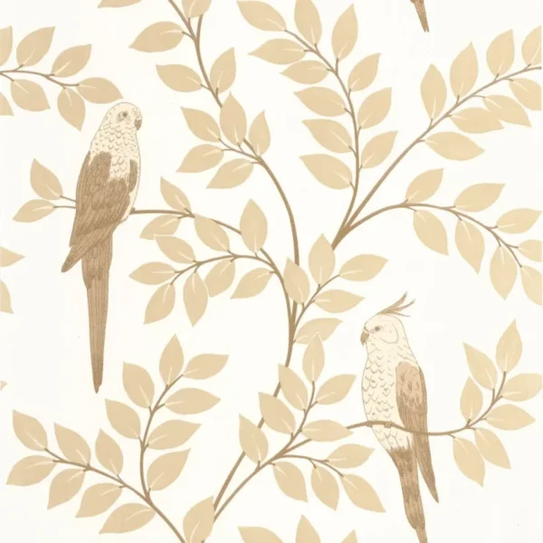 Papel pintado de hojas en color beige Equateur 106521000