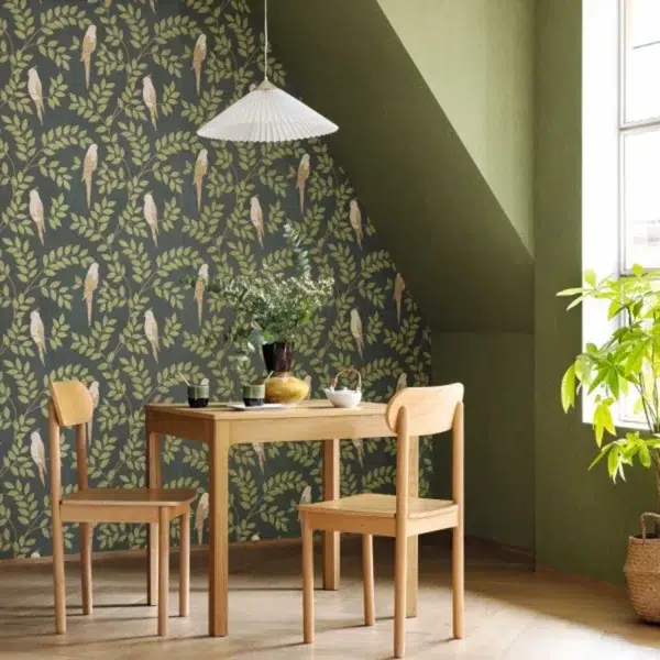 Papel pintado falso liso en color verde Sisal 106017300 - Imagen 4