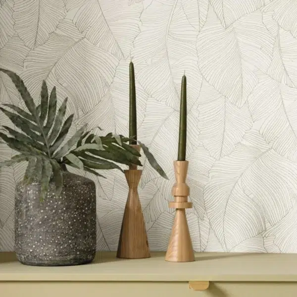 Papel pintado de hojas en color beige Vegetalia 106502017 - Imagen 10