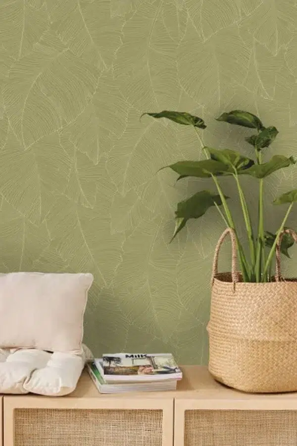 Papel pintado de hojas en color beige Vegetalia 106502017 - Imagen 8