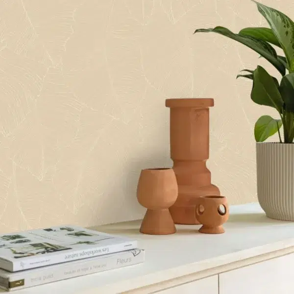 Papel pintado de hojas en color beige Vegetalia 106502017 - Imagen 12